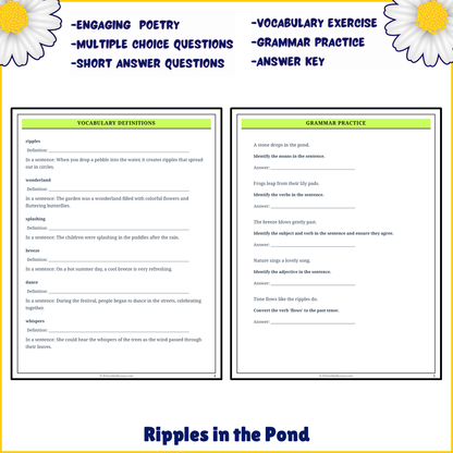 Ripples in the Pond | Poem Grammar Worksheet Printable Activity