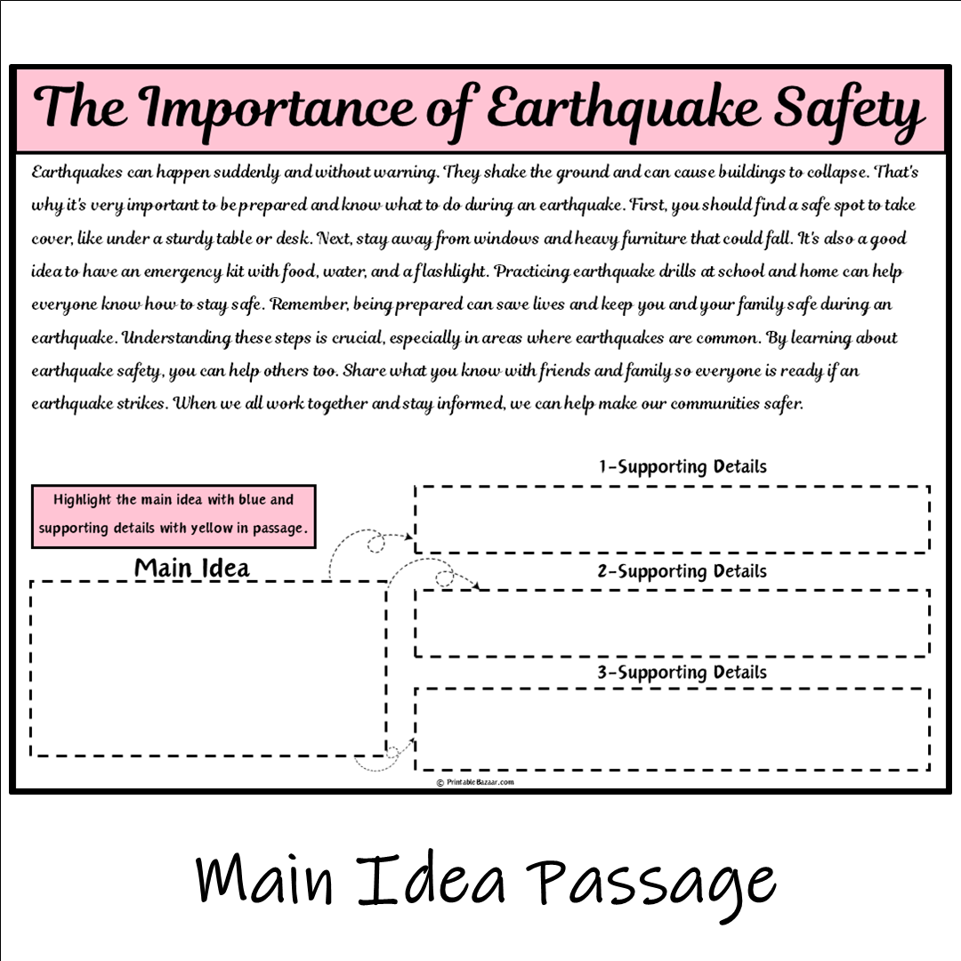 The Importance of Earthquake Safety | Main Idea and Supporting Details Reading Passage and Questions