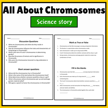 All About Chromosomes | Science Story Reading Comprehension Activity
