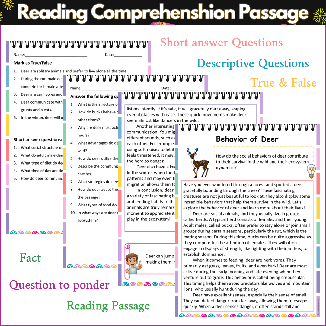 Behavior of Deer | Reading Comprehension Passage and Questions