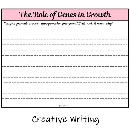 The Role of Genes in Growth | Main Idea and Supporting Details Reading Passage and Questions