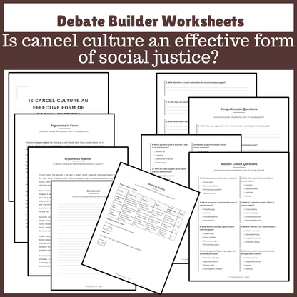 Is cancel culture an effective form of social justice? | Favour and Against Worksheet Printable Activity