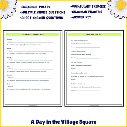 A Day in the Village Square | Poem Grammar Worksheet Printable Activity