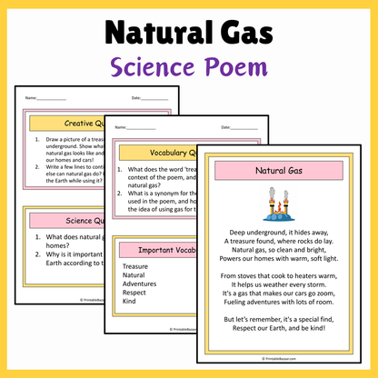Natural Gas | Science Poem Reading Comprehension Activity