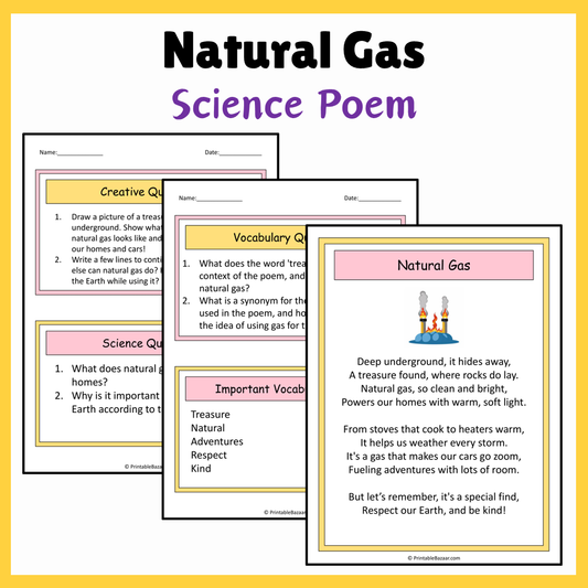 Natural Gas | Science Poem Reading Comprehension Activity