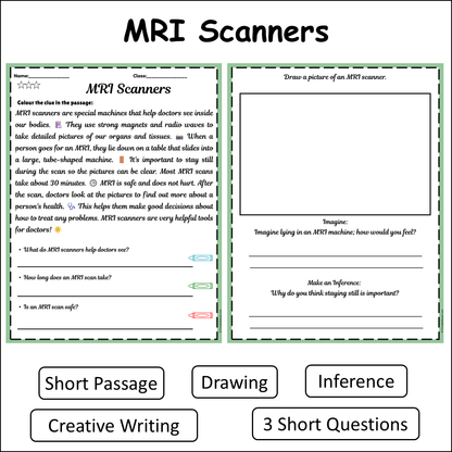 MRI Scanners | Short Reading Comprehension Creative Worksheet