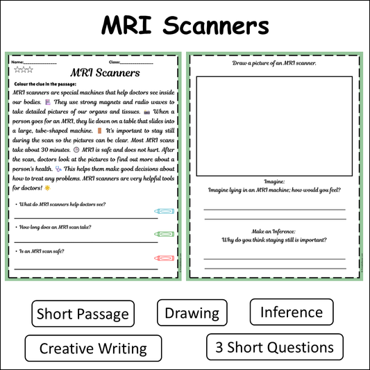 MRI Scanners | Short Reading Comprehension Creative Worksheet