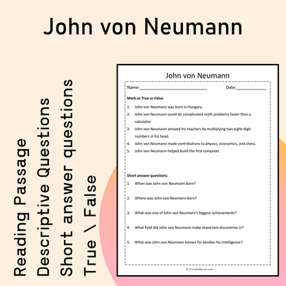 John von Neumann | Reading Comprehension Passage Printable Activity