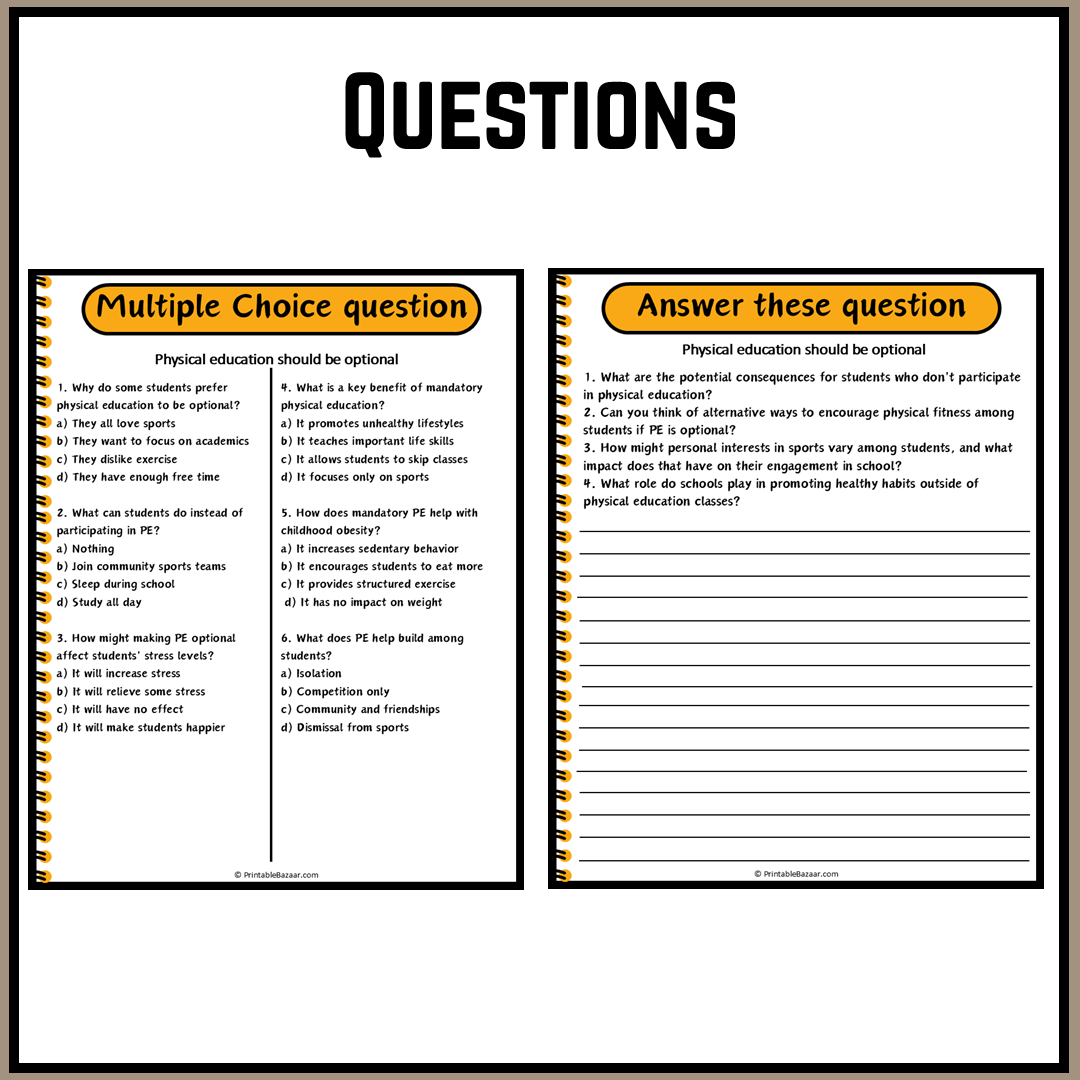 Physical education should be optional | Debate Case Study Worksheet