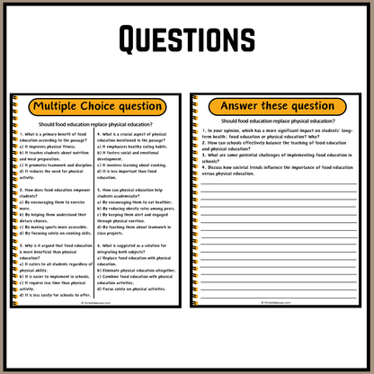 Should food education replace physical education? | Debate Case Study Worksheet