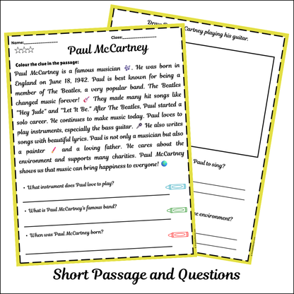 Paul McCartney | Short Reading Comprehension Creative Worksheet