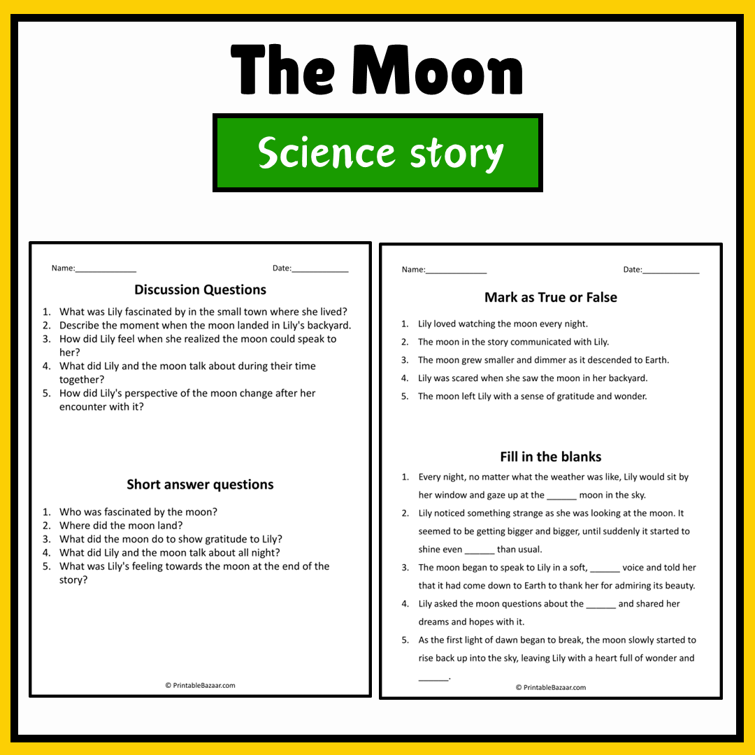 The Moon | Science Story Reading Comprehension Activity