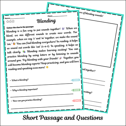 Blending | Short Reading Comprehension Creative Worksheet