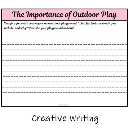 The Importance of Outdoor Play | Main Idea and Supporting Details Reading Passage and Questions