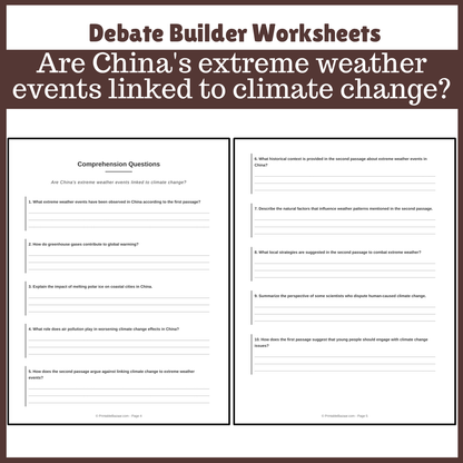 Are China's extreme weather events linked to climate change? | Favour and Against Worksheet Printable Activity