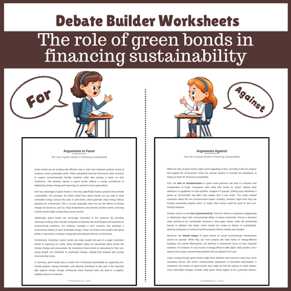 The role of green bonds in financing sustainability | Favour and Against Worksheet Printable Activity