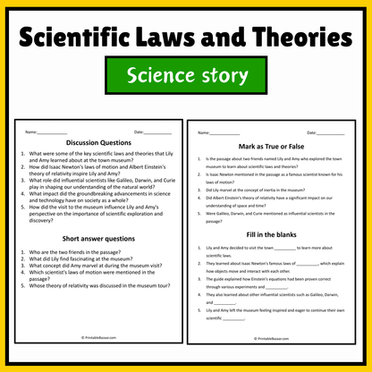 Scientific Laws and Theories | Science Story Reading Comprehension Activity