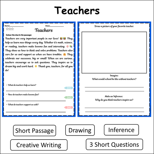 Teachers | Short Reading Comprehension Creative Worksheet