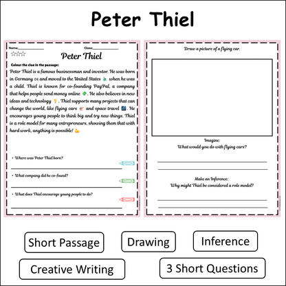Peter Thiel | Short Reading Comprehension Creative Worksheet