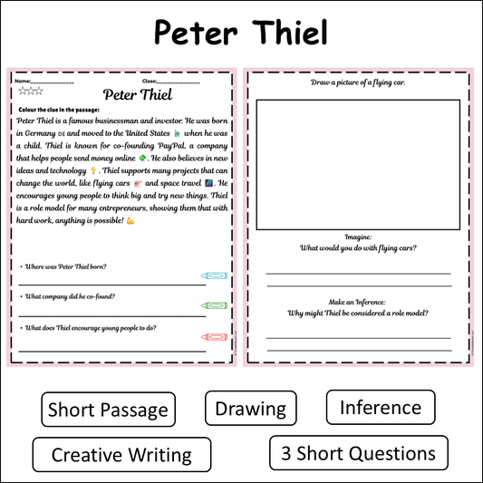 Peter Thiel | Short Reading Comprehension Creative Worksheet