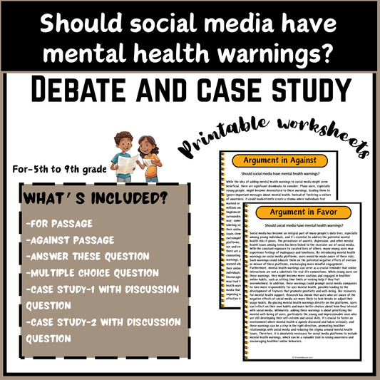 Should social media have mental health warnings? | Debate Case Study Worksheet