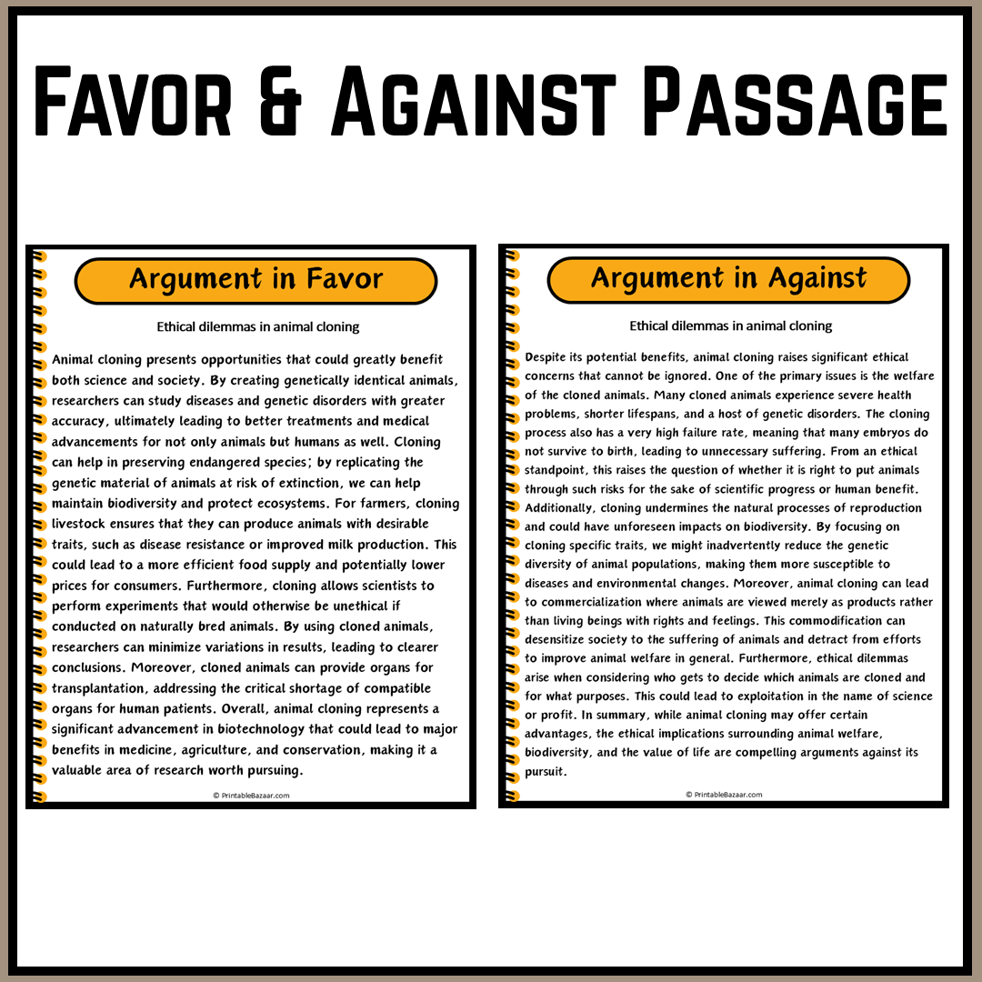 Ethical dilemmas in animal cloning | Debate Case Study Worksheet