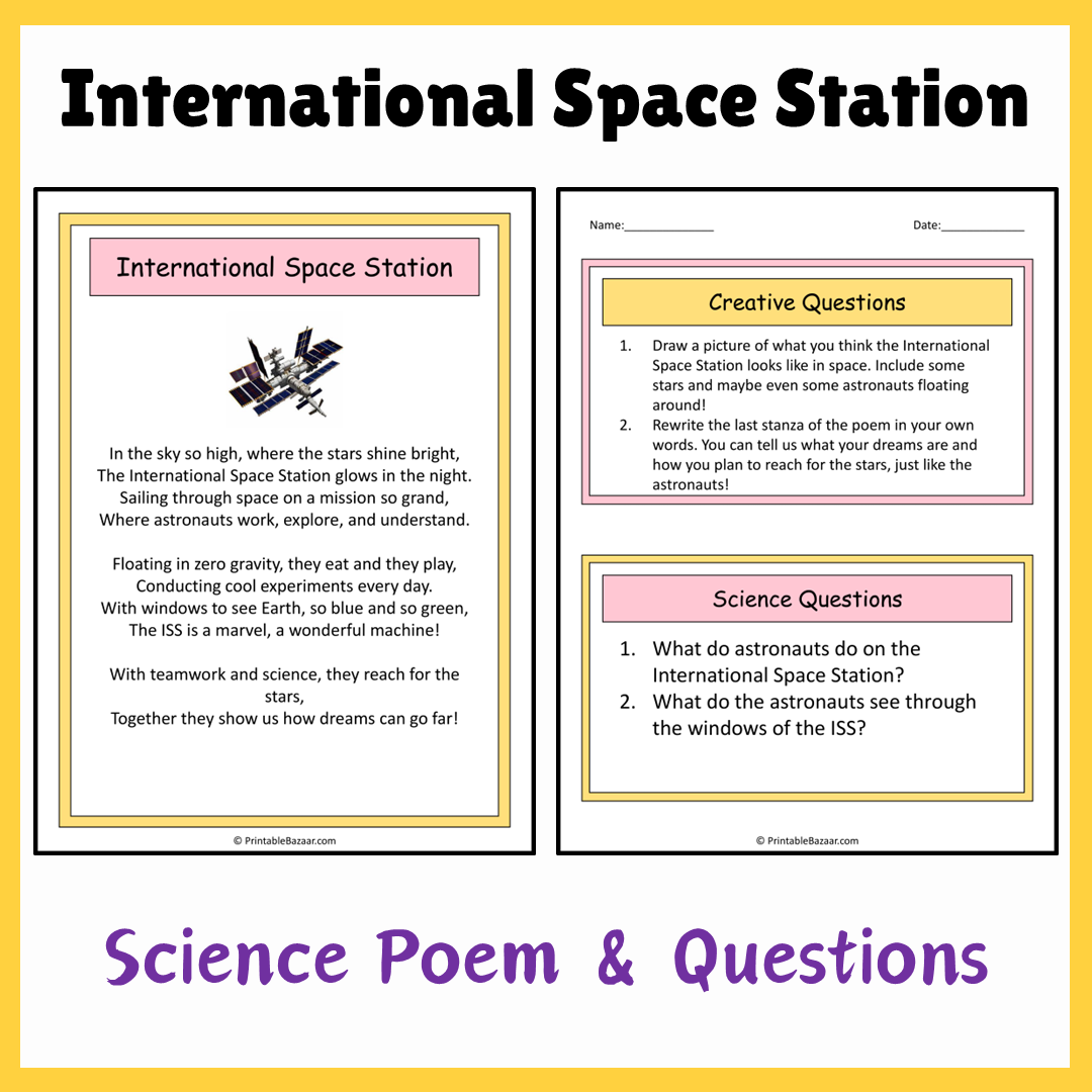 International Space Station | Science Poem Reading Comprehension Activity