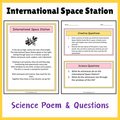 International Space Station | Science Poem Reading Comprehension Activity