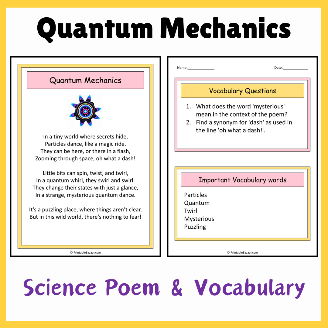 Quantum Mechanics | Science Poem Reading Comprehension Activity