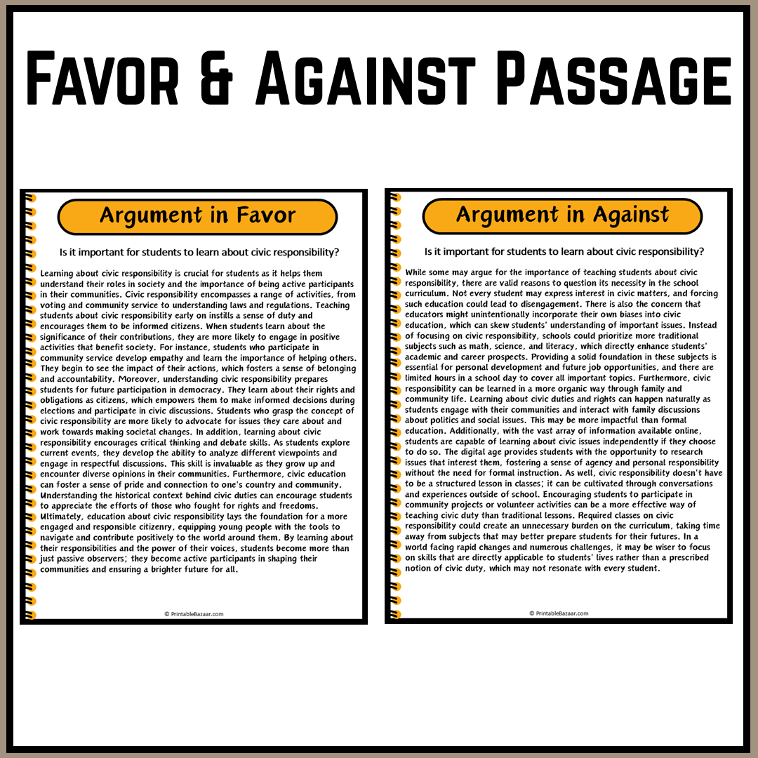 Is it important for students to learn about civic responsibility? | Debate Case Study Worksheet