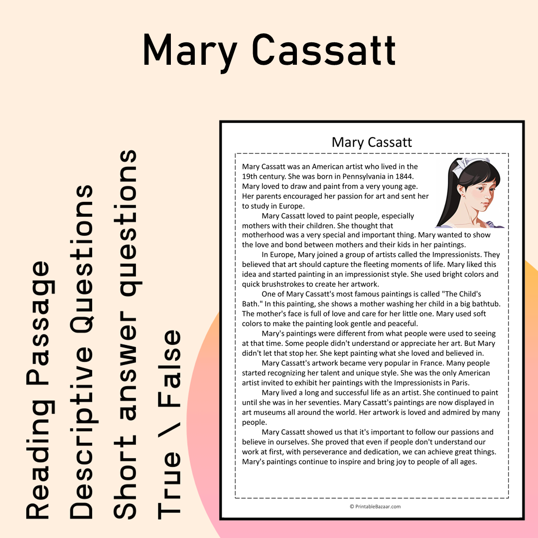 Mary Cassatt | Reading Comprehension Passage Printable Activity
