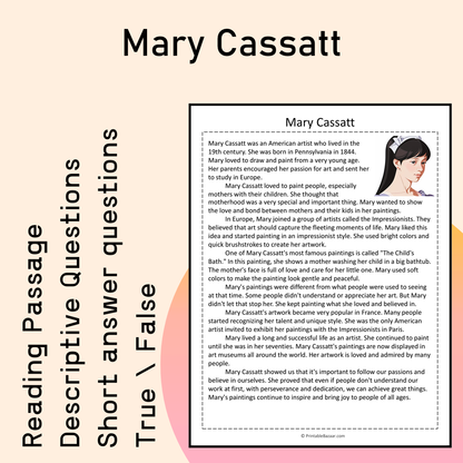 Mary Cassatt | Reading Comprehension Passage Printable Activity