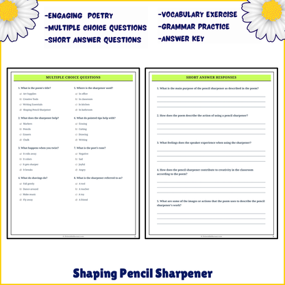 Shaping Pencil Sharpener | Poem Grammar Worksheet Printable Activity