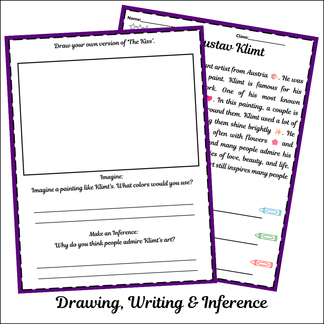 Gustav Klimt | Short Reading Comprehension Creative Worksheet