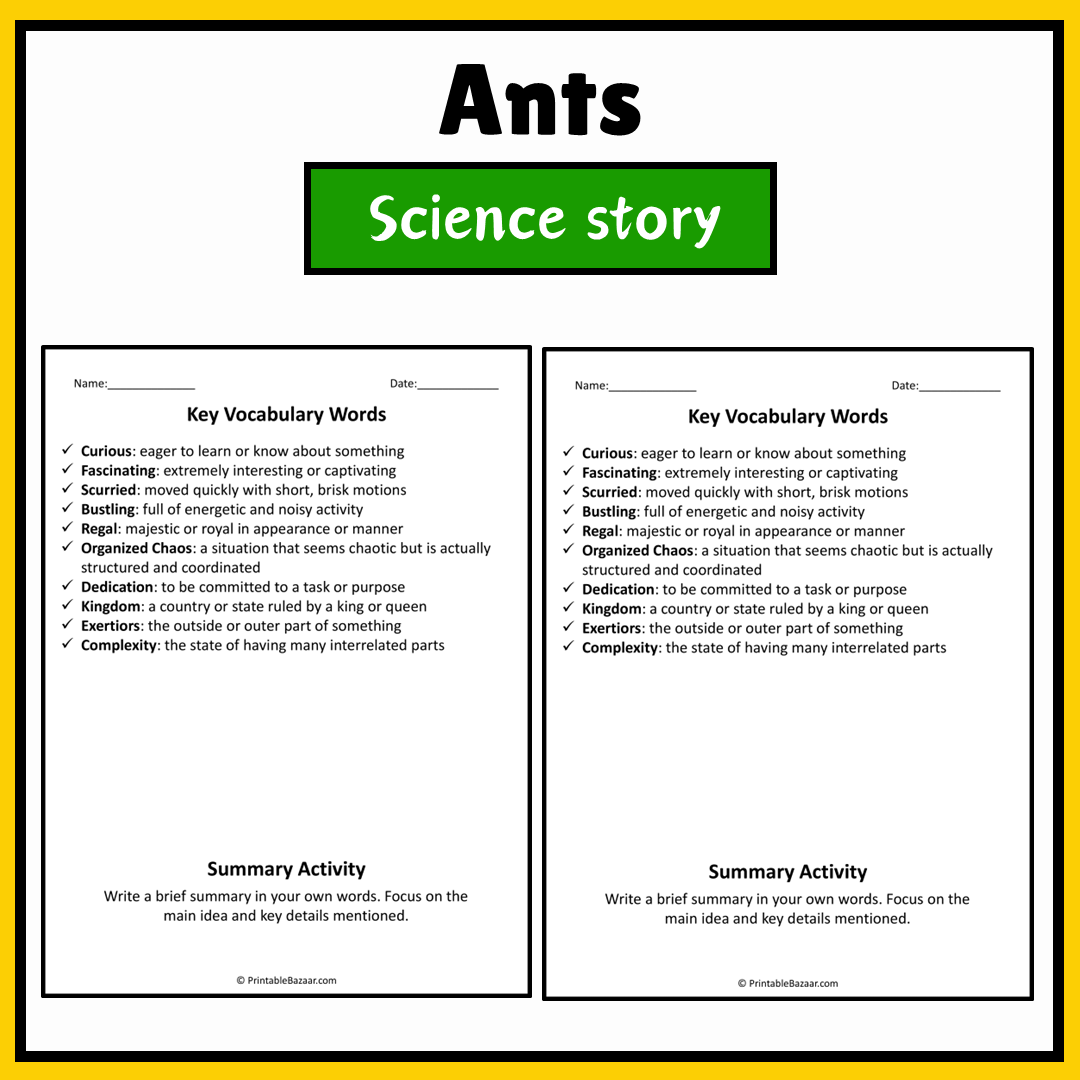 Ants | Science Story Reading Comprehension Activity