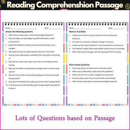 All About Snakes | Reading Comprehension Passage and Questions
