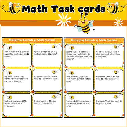 Multiplying Decimals by Whole Numbers | Math Task Cards