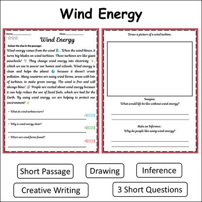 Wind Energy | Short Reading Comprehension Creative Worksheet