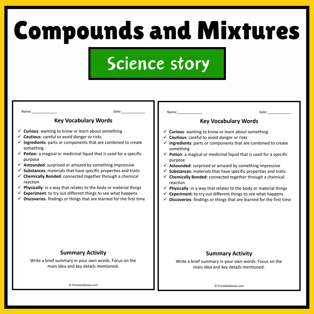 Compounds and Mixtures | Science Story Reading Comprehension Activity