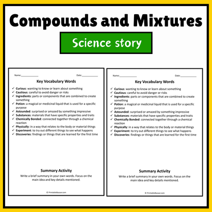 Compounds and Mixtures | Science Story Reading Comprehension Activity