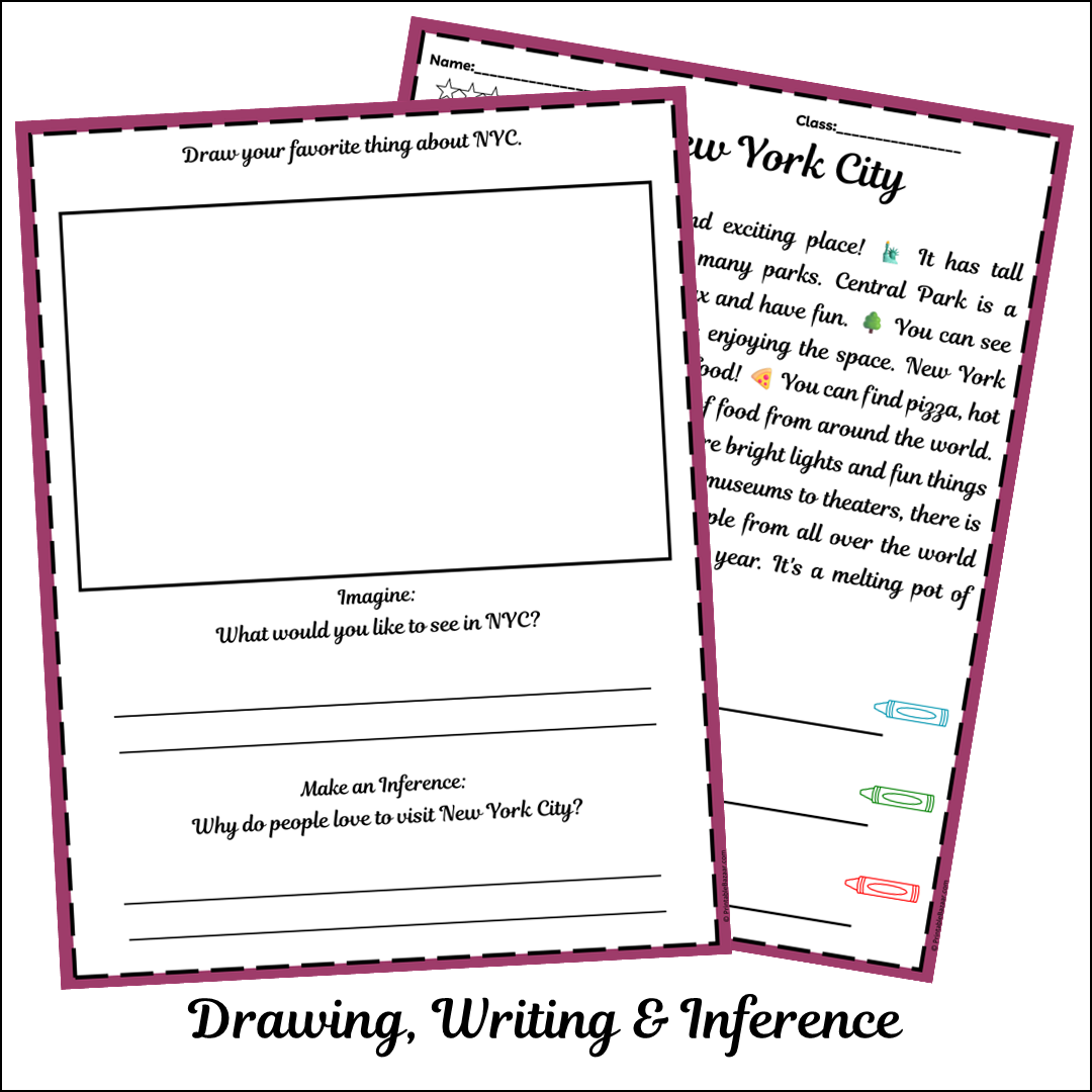 New York City | Short Reading Comprehension Creative Worksheet