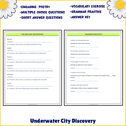 Underwater City Discovery | Poem Grammar Worksheet Printable Activity