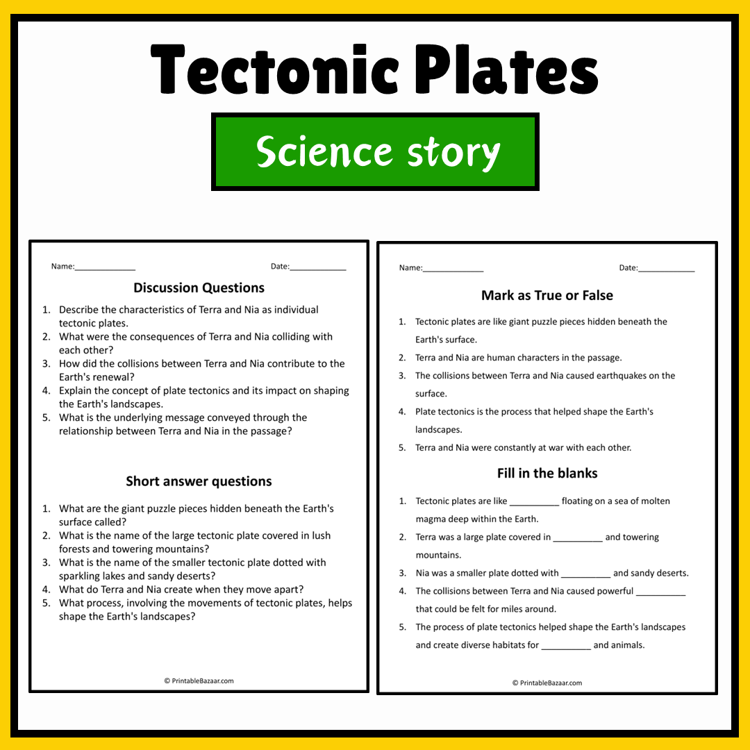 Tectonic Plates | Science Story Reading Comprehension Activity