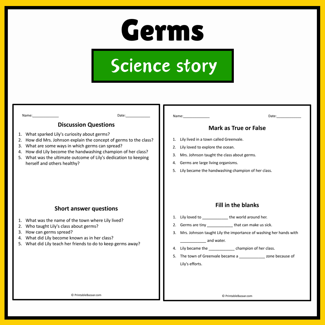 Germs | Science Story Reading Comprehension Activity