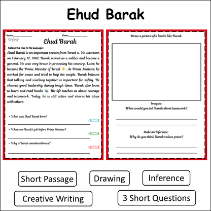 Ehud Barak | Short Reading Comprehension Creative Worksheet