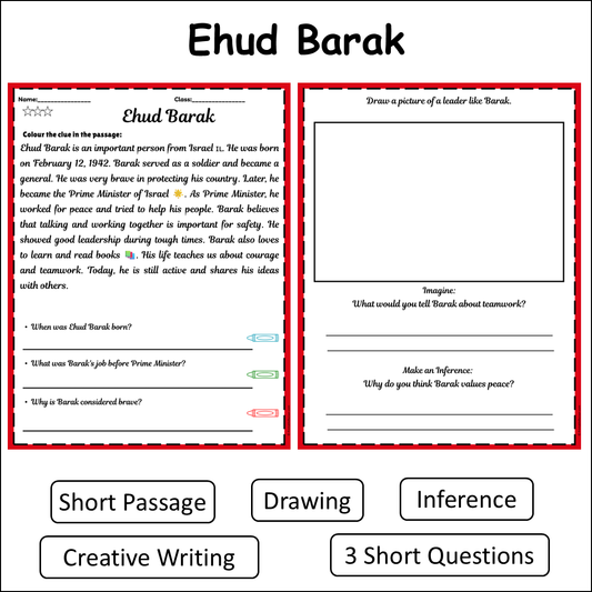 Ehud Barak | Short Reading Comprehension Creative Worksheet