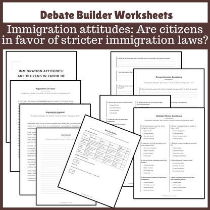 Immigration attitudes: Are citizens in favor of stricter immigration laws? | Favour and Against Worksheet Printable Activity