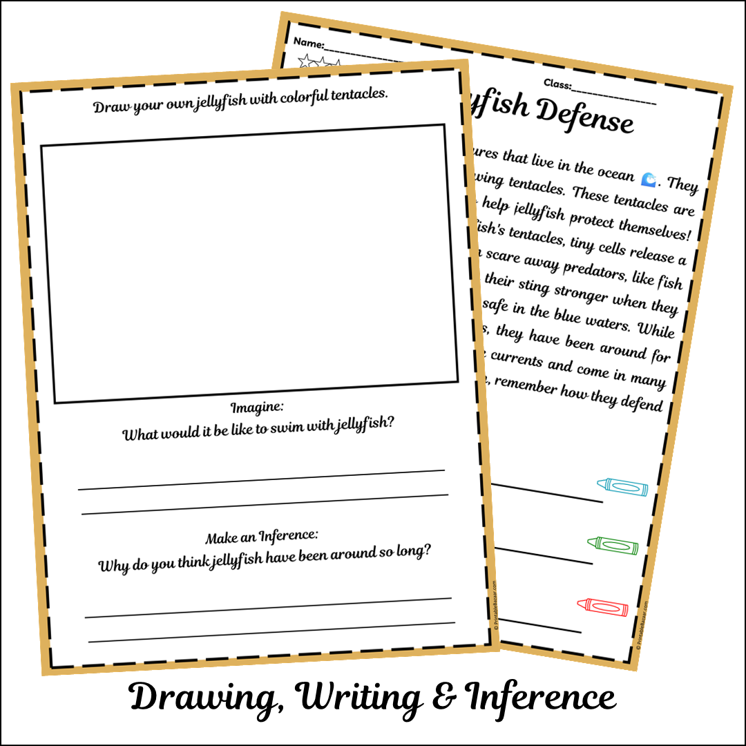 Jellyfish Defense | Short Reading Comprehension Creative Worksheet