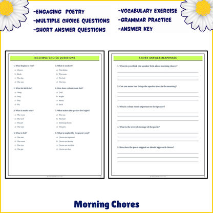 Morning Chores | Poem Grammar Worksheet Printable Activity