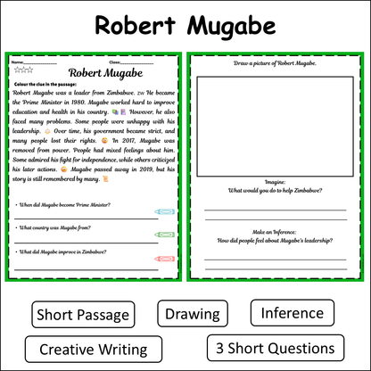 Robert Mugabe | Short Reading Comprehension Creative Worksheet